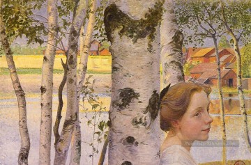 Suédois 1853 à 1919 Lisbeth à The Birch SnD 1910 Carl Larsson Peinture à l'huile